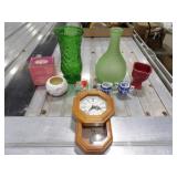 2 Green Vases (1 is Radium), Sunstone Quartz Clock