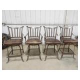 4 Swivel Bar Height Leather Seat Chairs