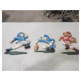 3-Homco 1976 Metal Cast Football Wall Figurines