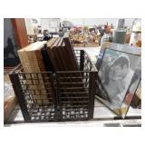 Plastic Tote w/Various Picture Frames