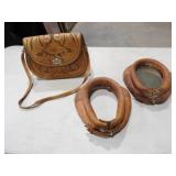 Leather Tooled Purse w/Strap, 2 Harnesses,