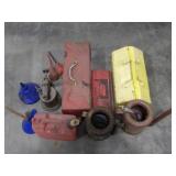 Oil Can, Tool Boxes, Funnels, Torch, Gas Can