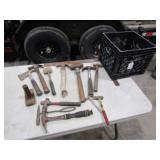 10-Hammers, 2-Sledge Hammers, 1-Axe,