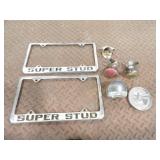 2-Super Stud License Plate Frames, Bottle Opener,