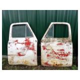 2-Red & White Doors (1 Missing Lg. Window)