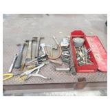 Red Tool Box w/Misc Tools, Bolts, Air Hose