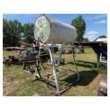 White Fuel Tank on Stand, Nozzle, Hose, Filter