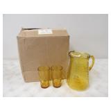 Vintage Libbey Amber Glass Pitcher w/24 Glasses