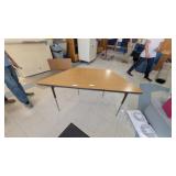 Odd Shaped Wood Table w/Metal Legs,
