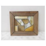 Stained Glass Framed Pane w/Hooks, 16inWx14inT