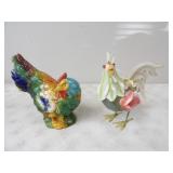 Colorful Ceramic Chicken, Ceramic & Tin Chicken