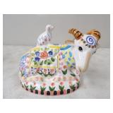 Ceramic Colorful Goat Cookie Jar, 11.5inWx9.5inT