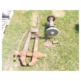 Blacksmith Post Leg Vice & Vintage Stone Grinder
