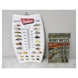 Heddon Lures Tin Sign w/Thermometer, See Descript.