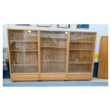 3-Sliding Glass Wood Cabinets, Adjustable Shelves,
