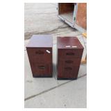 2 Red Wood File Cabinets 28inTx19.5inDx15.5inW,