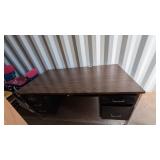 5 Drawer Black Metal Desk w/Wood Top