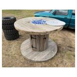 50in.Dia Wood Spool Fire Pit, 42.5inTall, Uses LP,