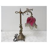 Victorian Cherub Lamp w/Beaded Fabric Shade,