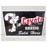 Vintage Coyote Brand Seeds Tin Sign 2ftWx16inT