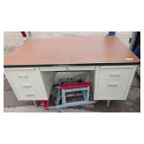 6 Drawer Beige Metal Desk 60inWx28.5inTx36inD