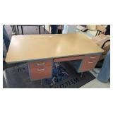 4 Drawer Metal Desk Pink/Blue 60inWx30inDx29inT