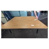Odd Shaped Wood Desk w/Metal Legs,