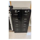 2 Black Metal File Cabinet, 4 Drawer,