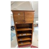 4 Shelf Wood Cabinet w/2 Upper Doors,