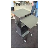 Rolling Metal 3 Shelf Podium, 30inTx18inDx36inW