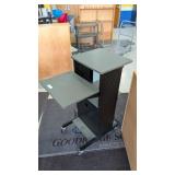 Rolling Metal 3 Shelf Podium, 30inTx18inDx36inW