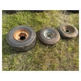 18.5x8.5x8 Tire on 5 Hole Rim & 2-4.80-8 Tires on
