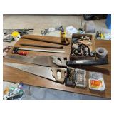 Screws, Roll Lifter, Duct Tape, Pry Bars, Saws,