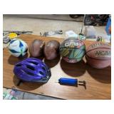 2-Basketballs, 2-Footballs, Soccer, Bike Helmet,