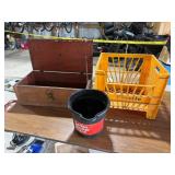 24x12x8 Wooden Box, Pail, Plastic Bin