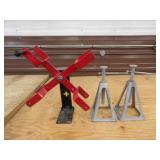Hose Reel & 2 Aluminum Jack Stands