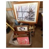 Tote w/Approx. 12 Art Prints in Frames &