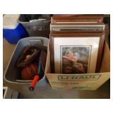 6 Art Prints, Tote w/Asst. Sport Items