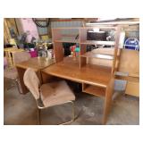 Computer Desk & Wooden Shelf w/2 Chairs,