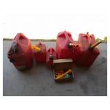 5 Gas Cans (3-5gal, 2-1gal) w/Extra Nozzle Parts