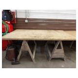 2 Wood Saw Horses w/Ply Wood Top 49inLx86inW