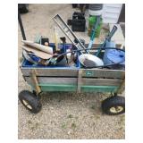 John Deere Wagon w/Misc. Garden Tools &