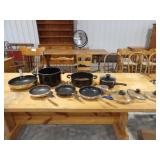 3-Pots, 4 Frying Pans, Misc Lids