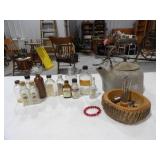 Vtg Kettle, 12-Misc Bottles/Vials, &