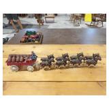 Cast Iron Vintage Fire Wagon w/Clydesdale Horses,