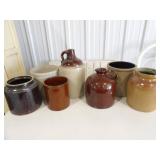 7-Unmarked Pottery Crocks/Jugs