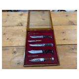 5-Knife Set w/Wood/Glass Case