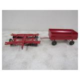 IH Disc Missing one gang, & Red Metal Wagon