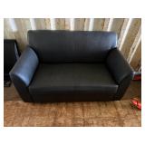 Black Faux Leather Love Seat 53.5inW