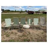 6-Folding Lawn Chairs & Metal Lawn Table